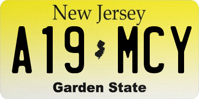 NJ license plate A19MCY