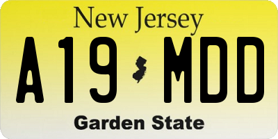 NJ license plate A19MDD