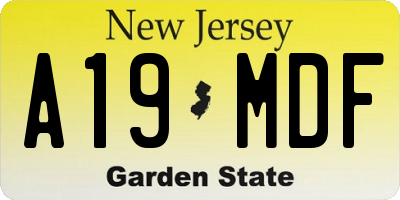 NJ license plate A19MDF