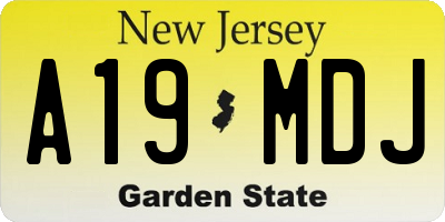 NJ license plate A19MDJ
