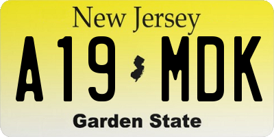 NJ license plate A19MDK