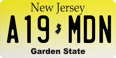 NJ license plate A19MDN