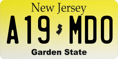 NJ license plate A19MDO