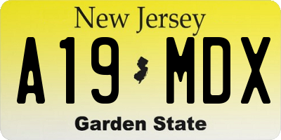 NJ license plate A19MDX