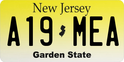NJ license plate A19MEA