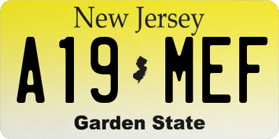 NJ license plate A19MEF