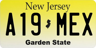 NJ license plate A19MEX