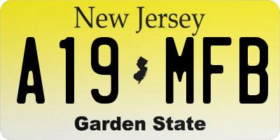 NJ license plate A19MFB
