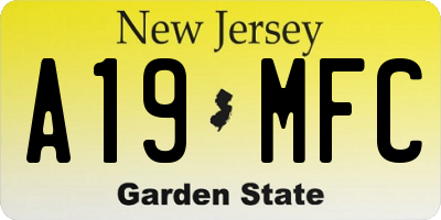 NJ license plate A19MFC