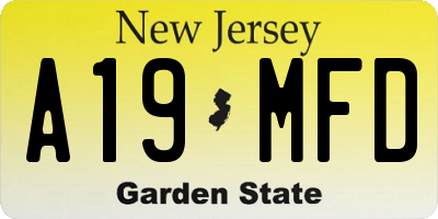 NJ license plate A19MFD