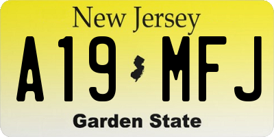 NJ license plate A19MFJ