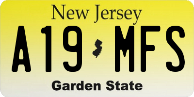 NJ license plate A19MFS
