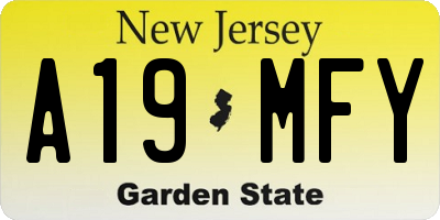 NJ license plate A19MFY