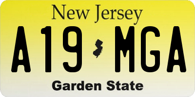NJ license plate A19MGA