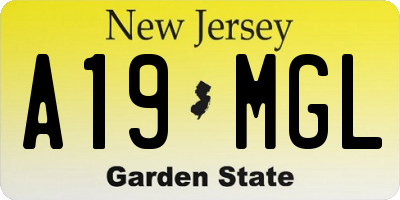 NJ license plate A19MGL