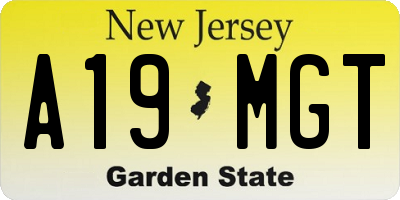 NJ license plate A19MGT