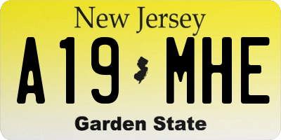 NJ license plate A19MHE