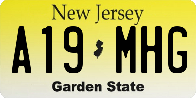 NJ license plate A19MHG
