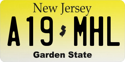 NJ license plate A19MHL