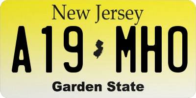 NJ license plate A19MHO