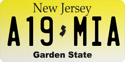 NJ license plate A19MIA