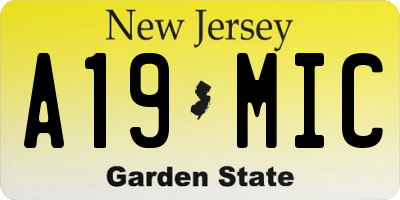 NJ license plate A19MIC