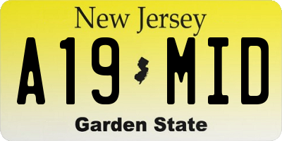 NJ license plate A19MID