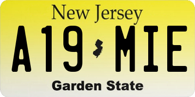 NJ license plate A19MIE