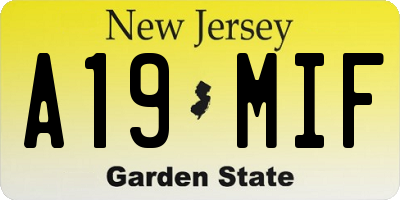 NJ license plate A19MIF
