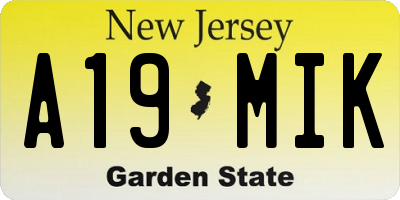 NJ license plate A19MIK