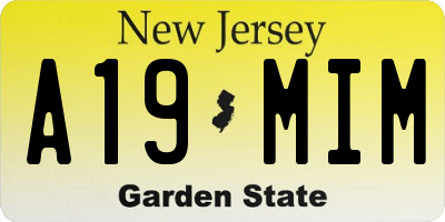 NJ license plate A19MIM