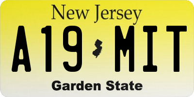 NJ license plate A19MIT