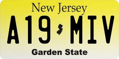 NJ license plate A19MIV