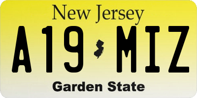 NJ license plate A19MIZ