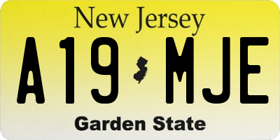 NJ license plate A19MJE
