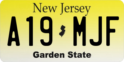 NJ license plate A19MJF
