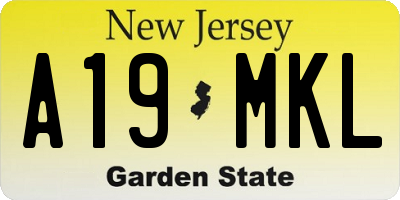 NJ license plate A19MKL