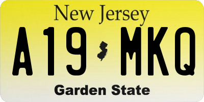NJ license plate A19MKQ