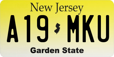 NJ license plate A19MKU