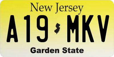 NJ license plate A19MKV