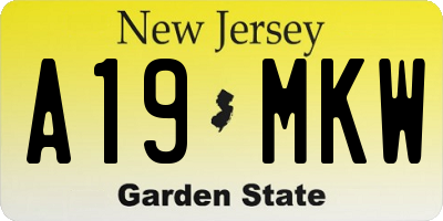 NJ license plate A19MKW