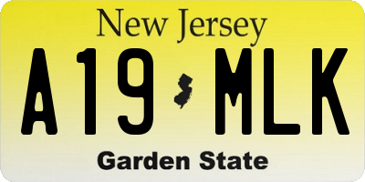 NJ license plate A19MLK
