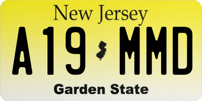 NJ license plate A19MMD