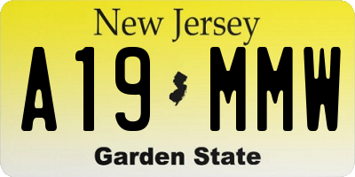NJ license plate A19MMW