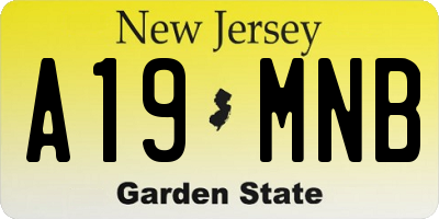 NJ license plate A19MNB
