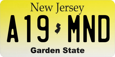 NJ license plate A19MND