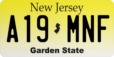 NJ license plate A19MNF