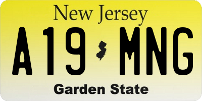 NJ license plate A19MNG