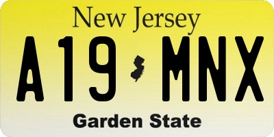 NJ license plate A19MNX