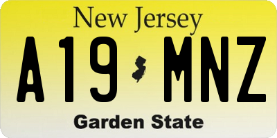 NJ license plate A19MNZ